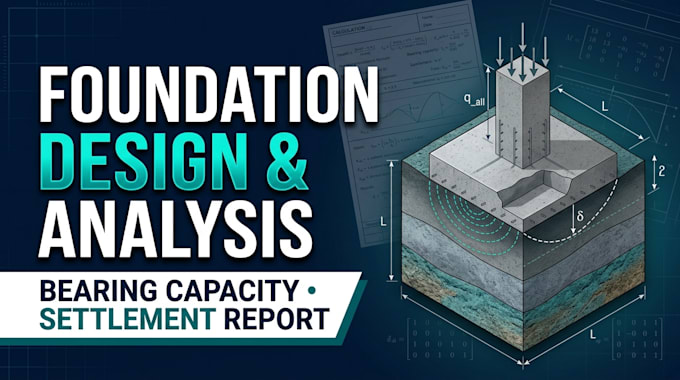 foundation design, soil bearing capacity calculation and settlement report
