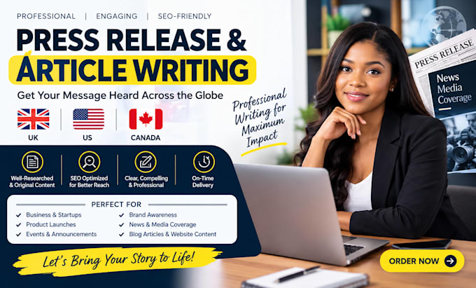 write and publish UK, US, canada press releases and SEO articles