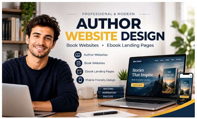 design author website, book website or ebook landing page