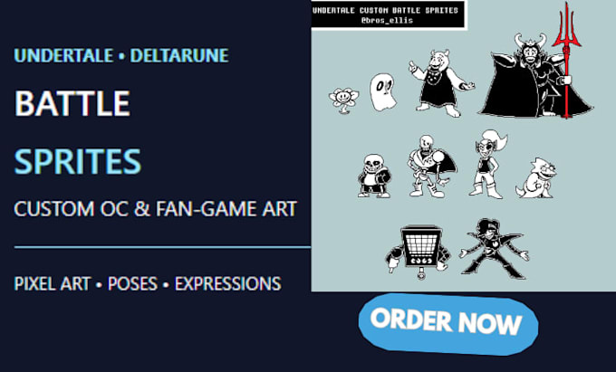 create undertale and deltarune style character, battle sprite design for your oc