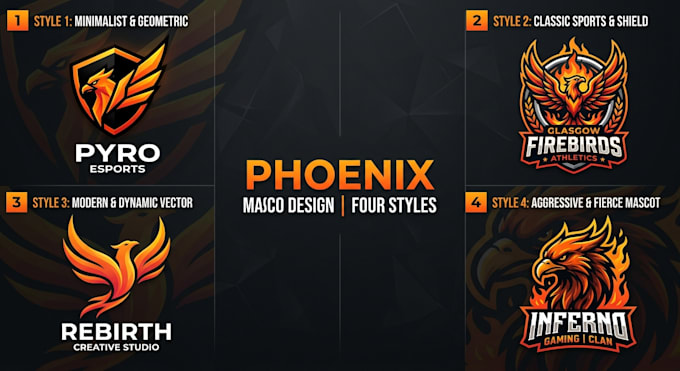 do unique phoenix bird mascot logo design