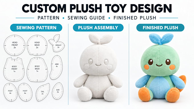 design plush sewing pattern tech pack stuffed toy ready for production