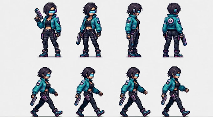 animate 2d game character with idle work and run