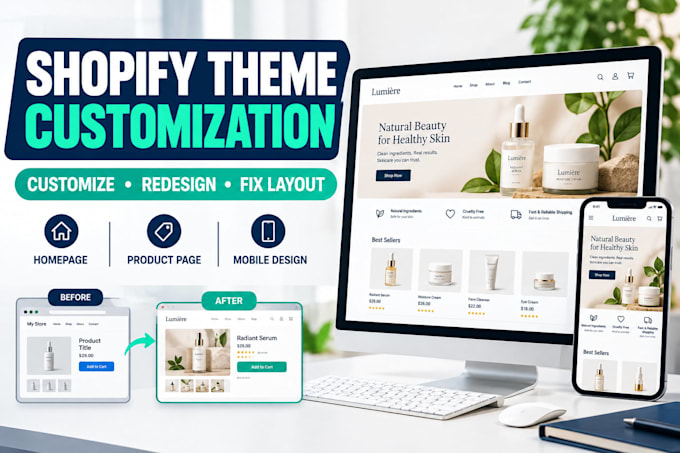 customize your shopify theme, redesign your store,and fix layout issues