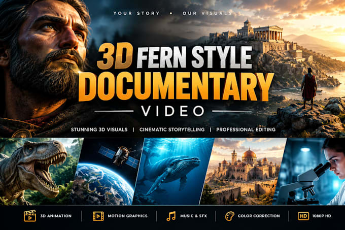 create cinematic 3d documentary videos with realistic animation