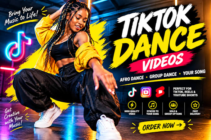 create tiktok dance video, afro dance and group dance video