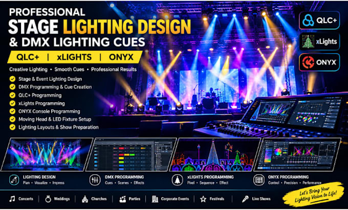 stage lighting design and program dmx lighting cues qlc xlight onyx programming