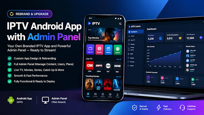 rebrand iptv android app with admin panel