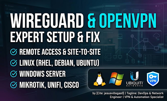 setup or fix your wireguard, openvpn, or remote access VPN server