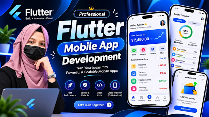 develop a professional flutter app with a modern UI