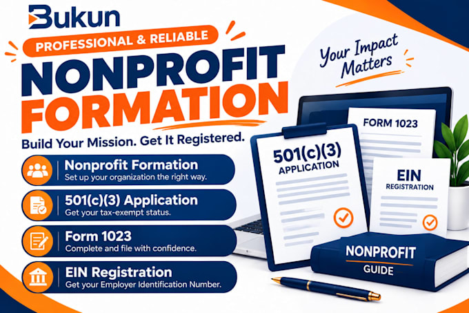 help with nonprofit formation, 501c3 application, form 1023 and ein registration