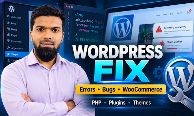 fix wordpress errors, bugs, issues and website problems