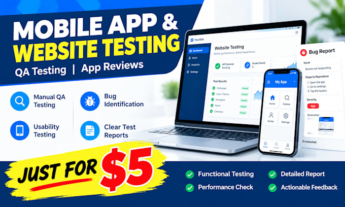 provide app reviews mobile app testing QA testing website review website testing