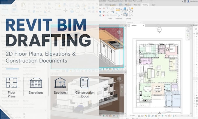 do revit bim architectural drafting, 2d floor plans and construction documents