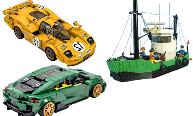 design 3d lego set, moc, technic bike, car, ship with instructions