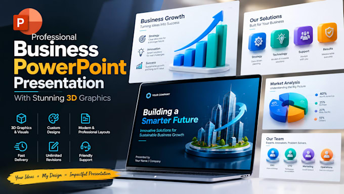 design a business powerpoint presentation with 3d graphics