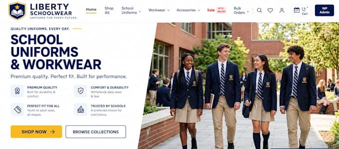 design a professional school uniform website in wordpress