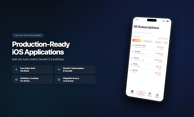 develop a native ios app in swift and swiftui