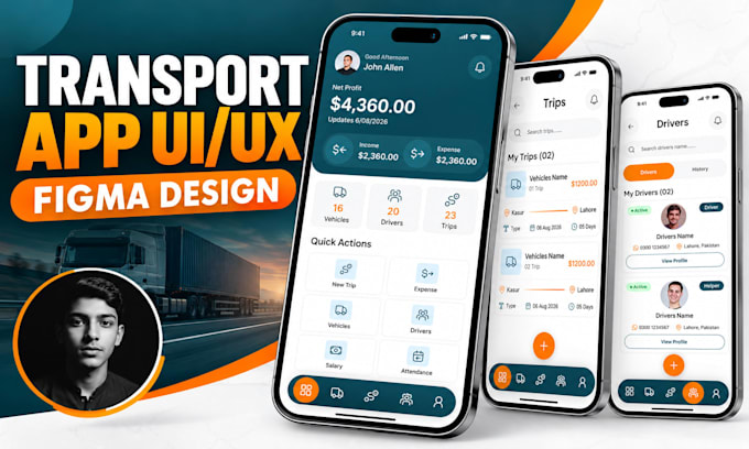 design a transport mobile app UI UX in figma