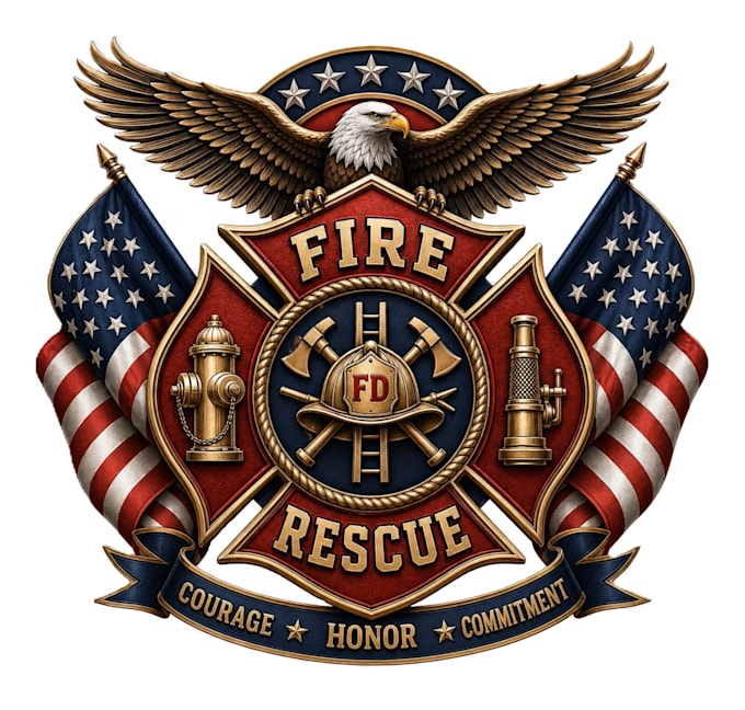 create an impressive firefighter logo in high definition