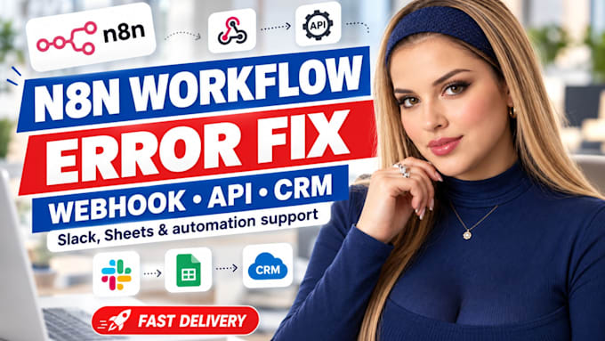 fix n8n workflow errors, webhook and API connections to CRM, slack and sheets