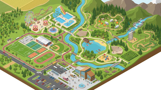 design vector park maps, recreation maps, tourist maps and visitors guides
