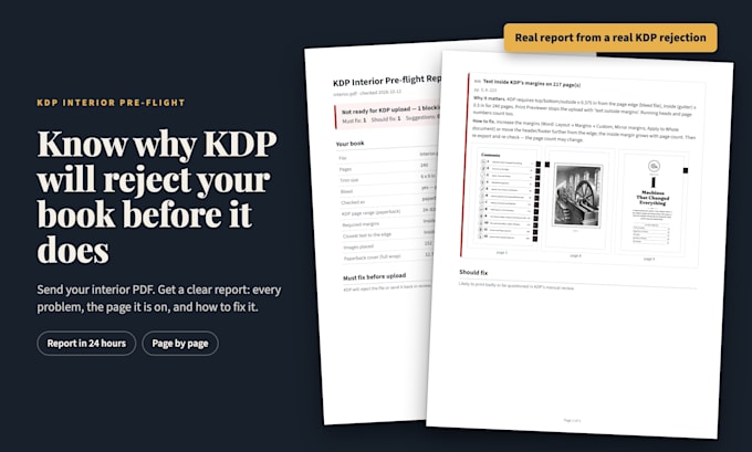 check your KDP book interior PDF and send a clear fix list