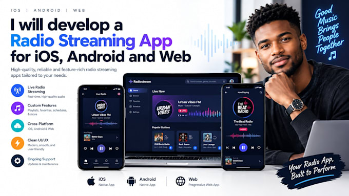 develop a radio streaming app for radio ios app android radio app web radio app