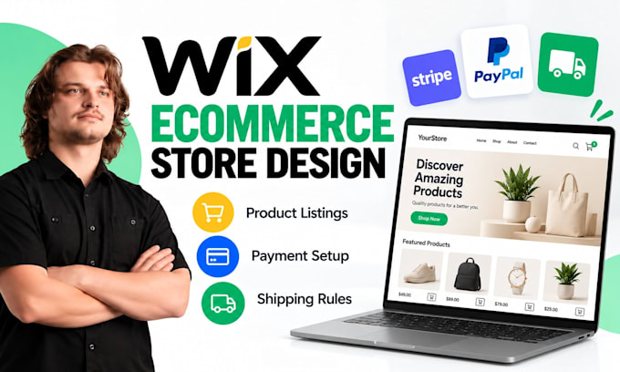 design a wix ecommerce store with product and payment setup