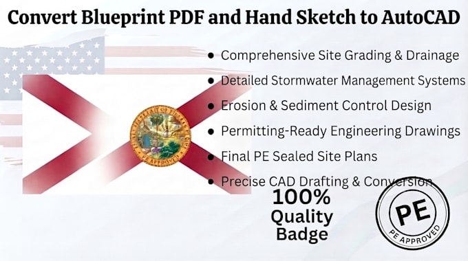 convert blueprint pdf and hand sketch to autocad