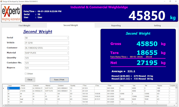 fix or create weighbridge software, reports and industrial database system