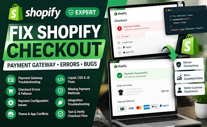 fix shopify payment gateway bugs and checkout errors