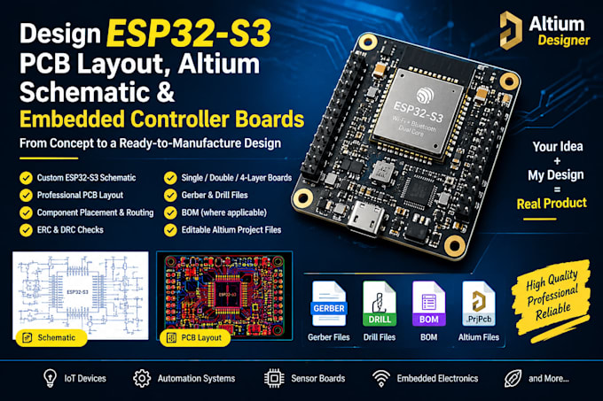 design esp32 s3 pcb layout altium schematic and embedded controller boards