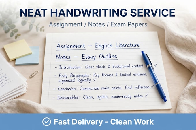 write neat and clean handwritten assignments and notes