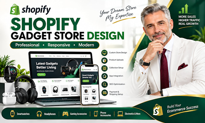 design a professional shopify gadget electronics brand store