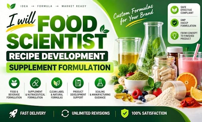 food scientist, recipe development, supplement formulation