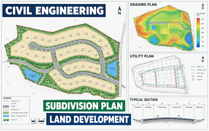 certified engineer grading real estate master land development plan subdivision