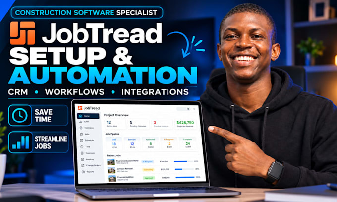 set up jobtread CRM, workflows, automation and integrations