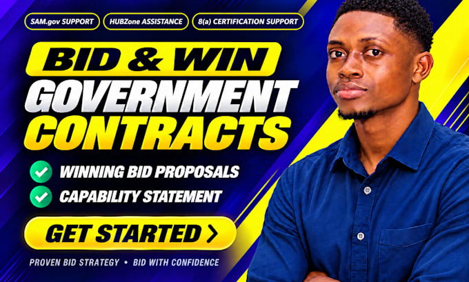 write and design winning capability statement, rfp bid proposal, rfq, samgov