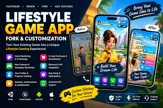 fork, customize and reskin lifestyle game apps with new features