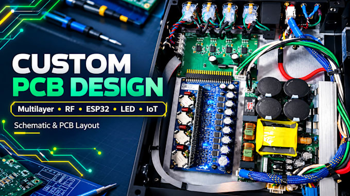 design custom pcb layout multilayer pcb rf pcb esp32 led pcb schematic iot