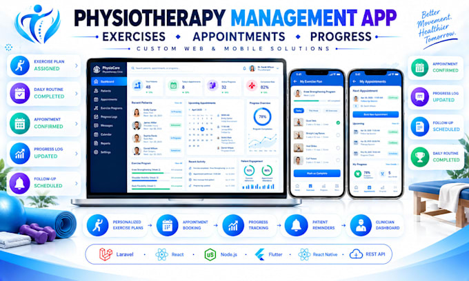 build physiotherapy app with exercise tracking and booking