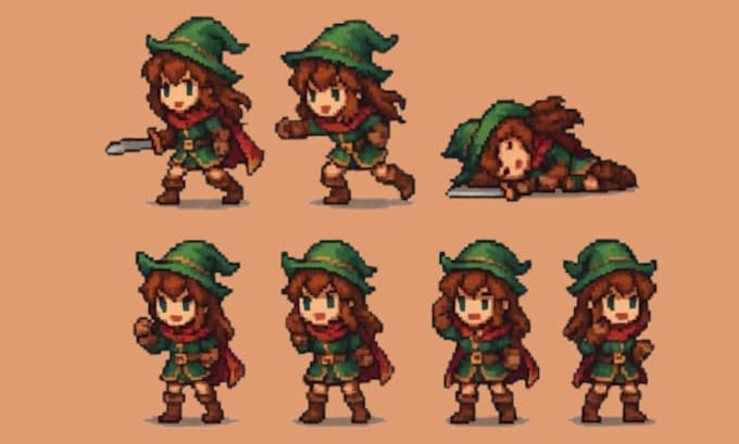 do 16x16 topdown pixel art tileset, sprite sheet animation, game asset for you