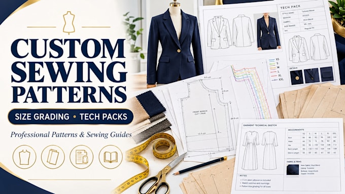 custom sewing patterns with grade sizes clothing patterns tech packs