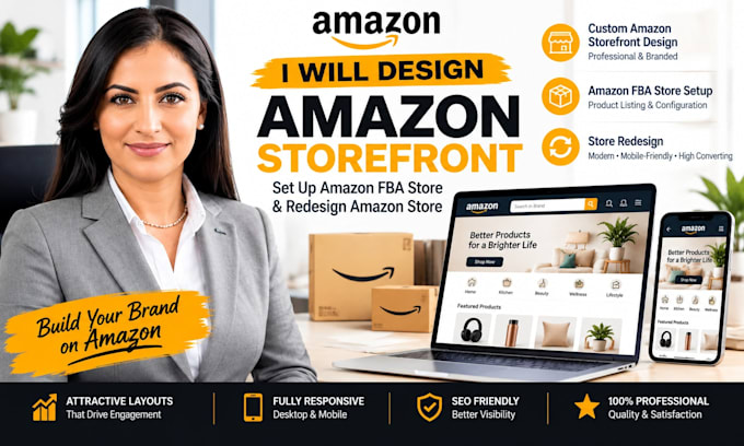 design amazon storefront, set up amazon fba store, and redesign amazon store