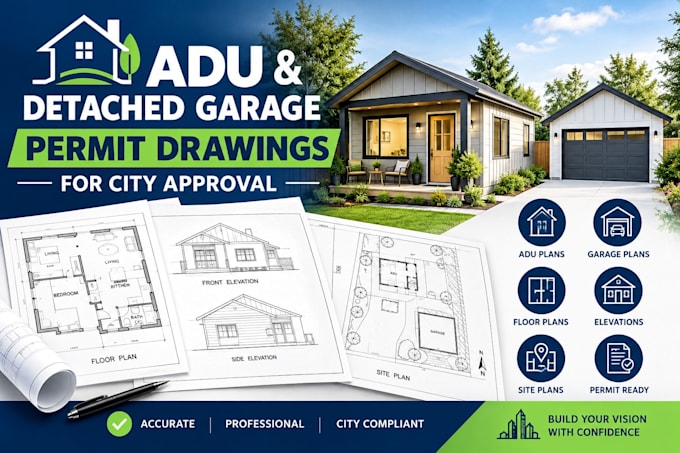 draft adu and detached garage permit drawings for city approval