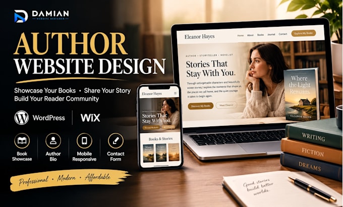 author, book, or writer website author landing page
