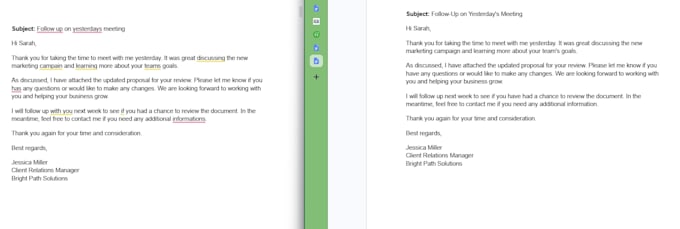 proofread your emails, letters, and business documents