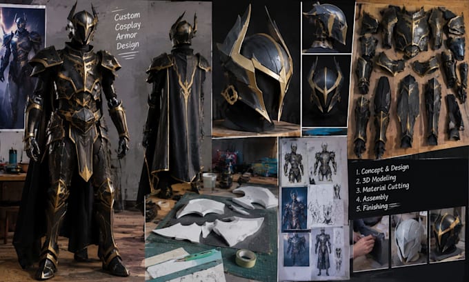design 3d cosplay props, anime armor, helmets and masks