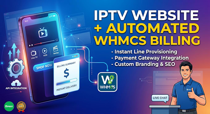 build automated iptv website with whmcs billing and payment gateway